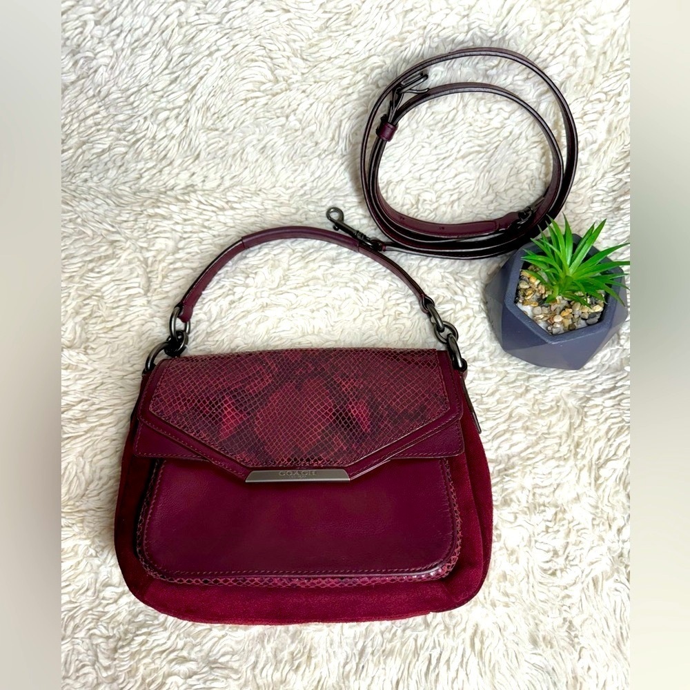 Coach Bag Taylor Suede Leather Exotic Snakeskin Crossbody F33396